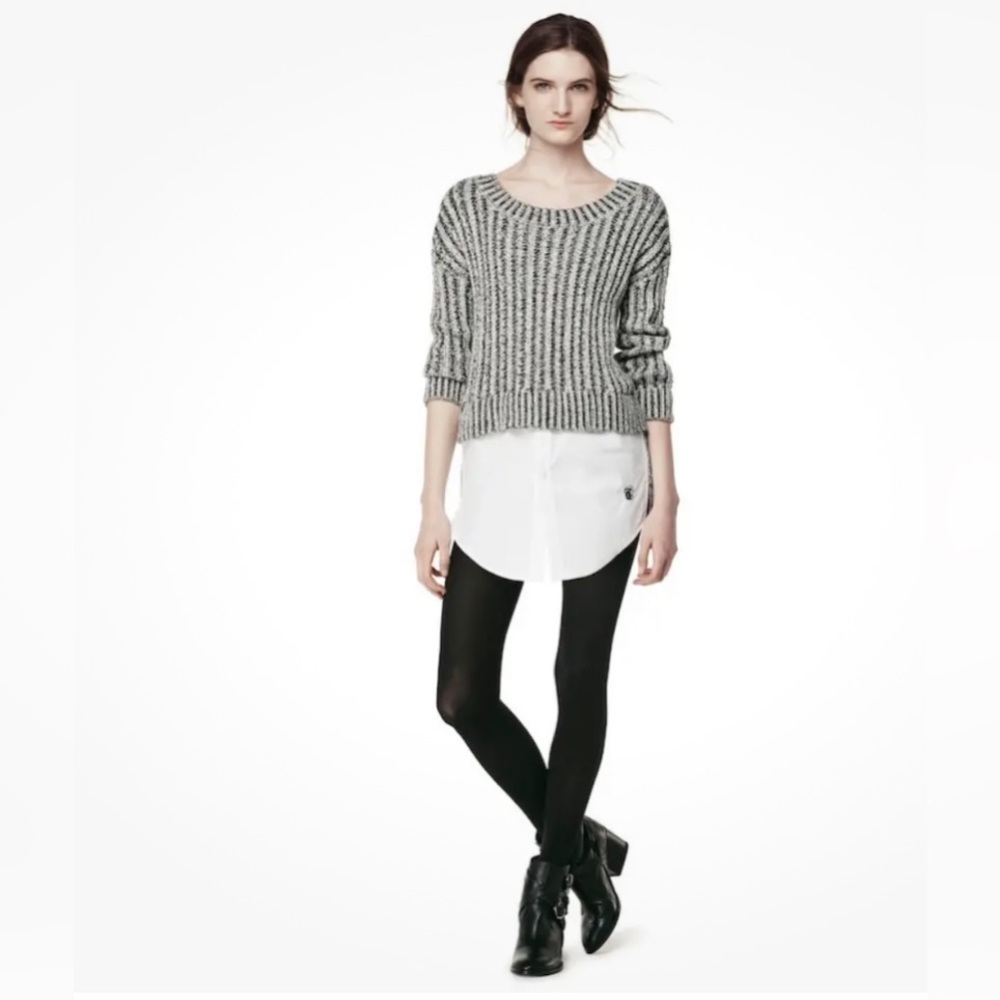 Thakoon black and white sweater with shirt detail on the front. Size XL